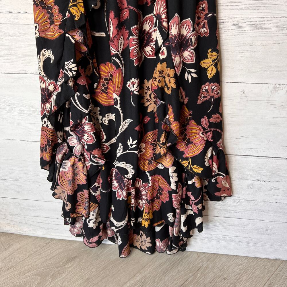 Angie Dress Womens SZ Medium Earth Tones Bishop Dress Paisley Floral Twist Front - Picture 15 of 16